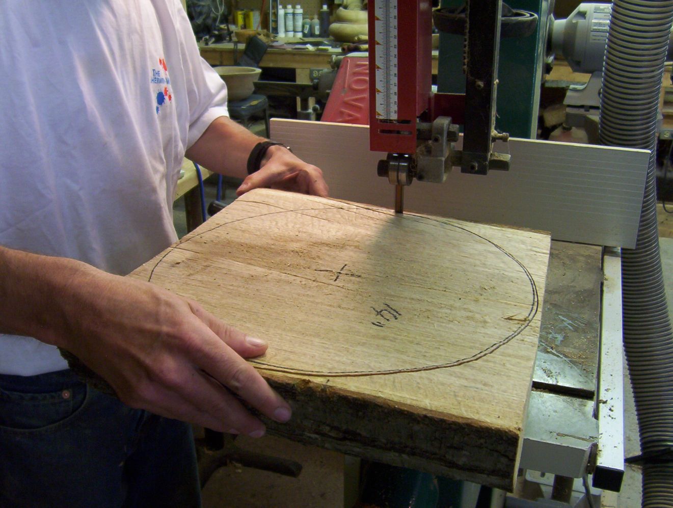 Cutting blank on the band saw